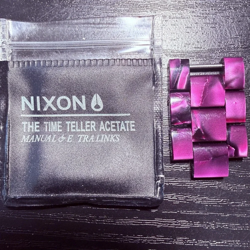 Nixon The Time Teller Acetate Purple Marble Watch Band Extra Links and Pin NEW